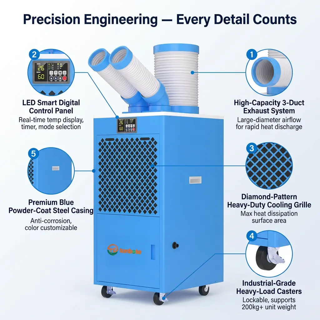 OEM/ODM Bærbar Industriell AC-enhet Trillehjul Warehouse Server Room Emergency Temporary Cooling Machine OEM/ODM Bærbar Industriell AC-enhet Trillehjul Warehouse Server Room Emergency Temporary Cooling Machine