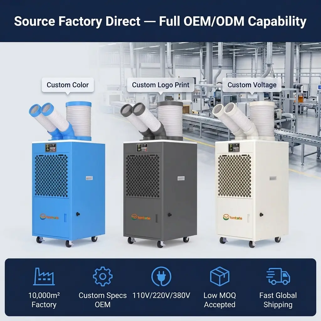 OEM/ODM Bærbar Industriell AC-enhet Trillehjul Warehouse Server Room Emergency Temporary Cooling Machine