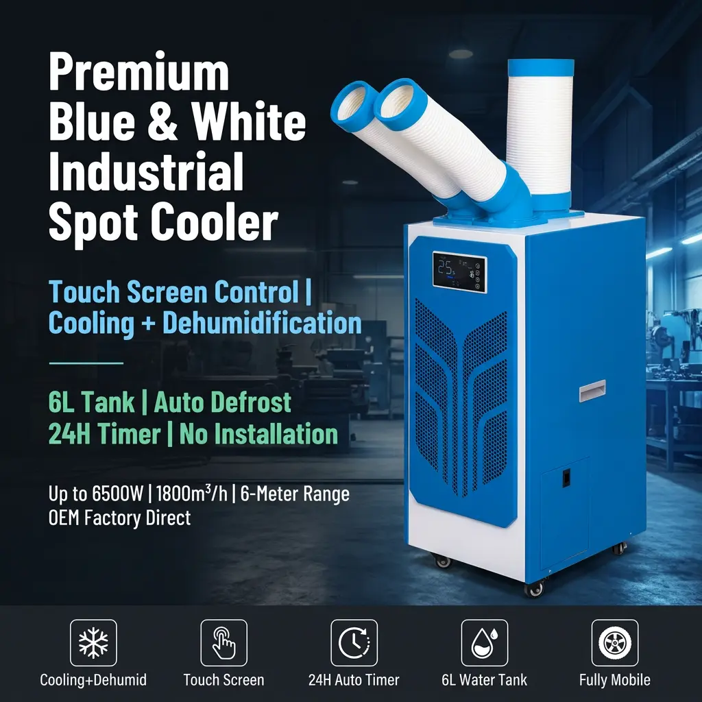 Tilpasset sommerfuglvinge sekskantet honeycomb 24H Timer Spot Cooler Bærbar industriell AC med utendørs arrangementstelt Tilpasset sommerfuglvinge sekskantet honeycomb 24H Timer Spot Cooler Bærbar industriell AC med utendørs arrangementstelt