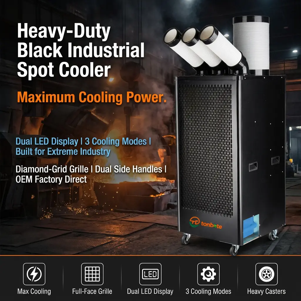 Premium bærbar industriell spotkjøler 1200m3t Høy luftstrøm 7m/s Lang rekkevidde 3-minutters Rapid Cool LCD Smart Control Premium bærbar industriell spotkjøler 1200m3t Høy luftstrøm 7m/s Lang rekkevidde 3-minutters Rapid Cool LCD Smart Control